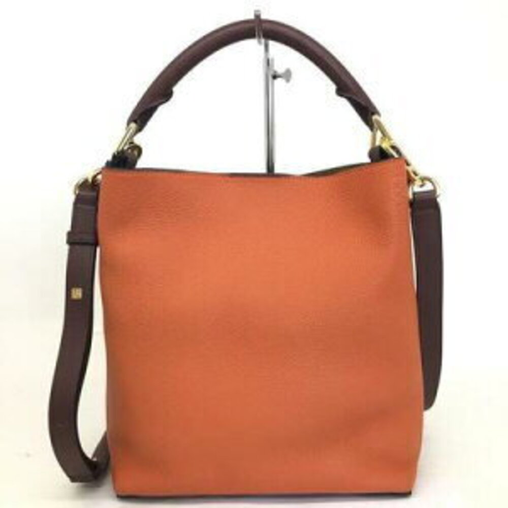 LOEWE Shoulder Bag Handbag Leather Orange Wine Red Red